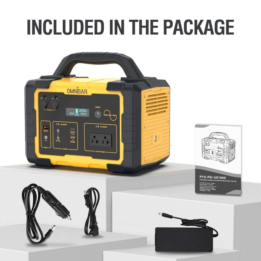 OMNIBAR 1000W LiFePO4 Portable Power Station Pure Sine Wave Solar Generator