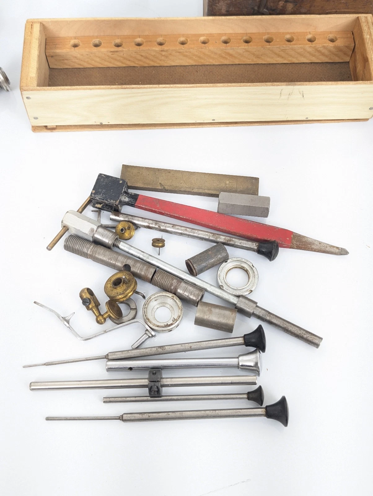 VTG Wolf Jahn Peerless Watchmakers Lathe Collets Wooden Box Misc Tools Parts, view 6