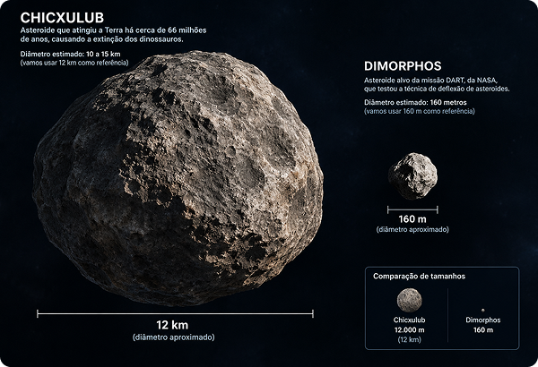 Comparação do Chicxulub com Dimorphos