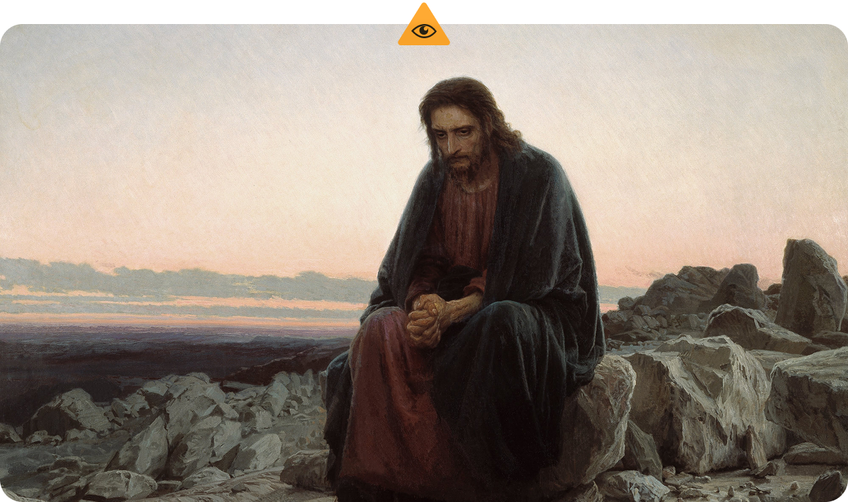 Pintura de Cristo em um vale de pedras