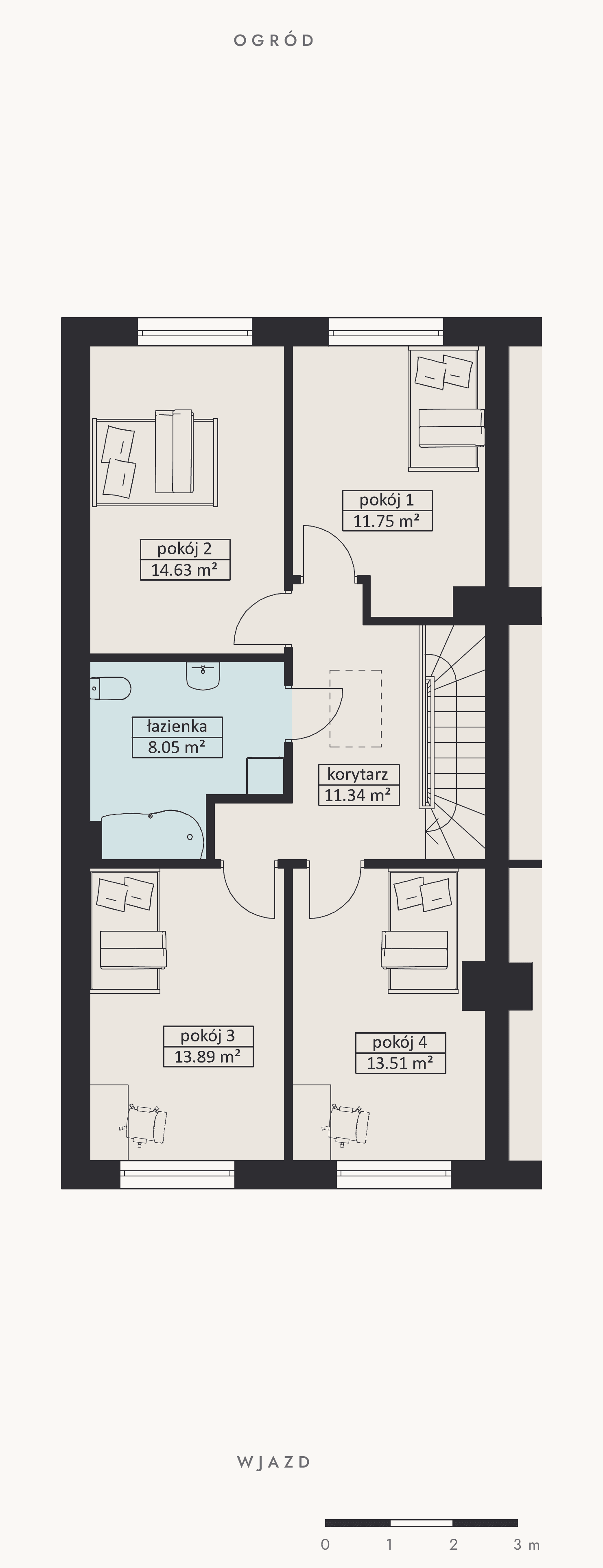 Piętro — rzut, Dom 4A, 73,17 m²