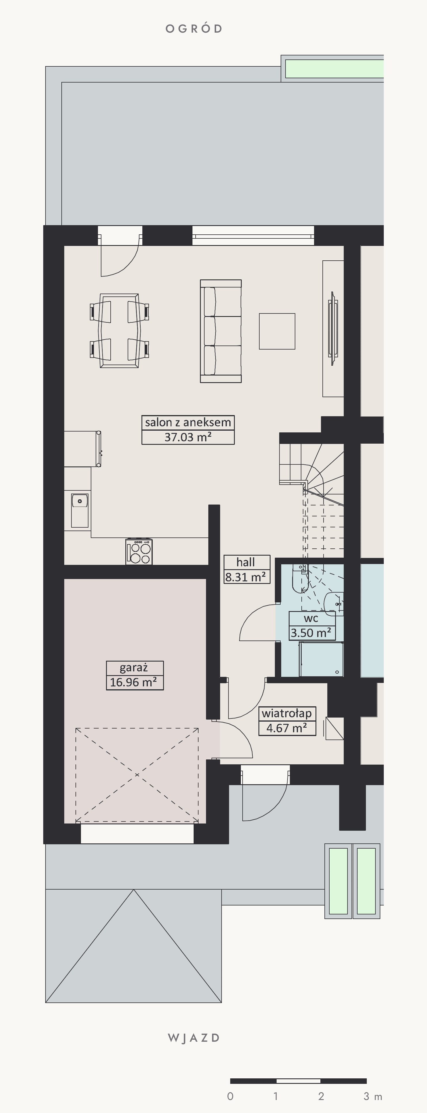 Parter — rzut, Dom 5A, 70,47 m²