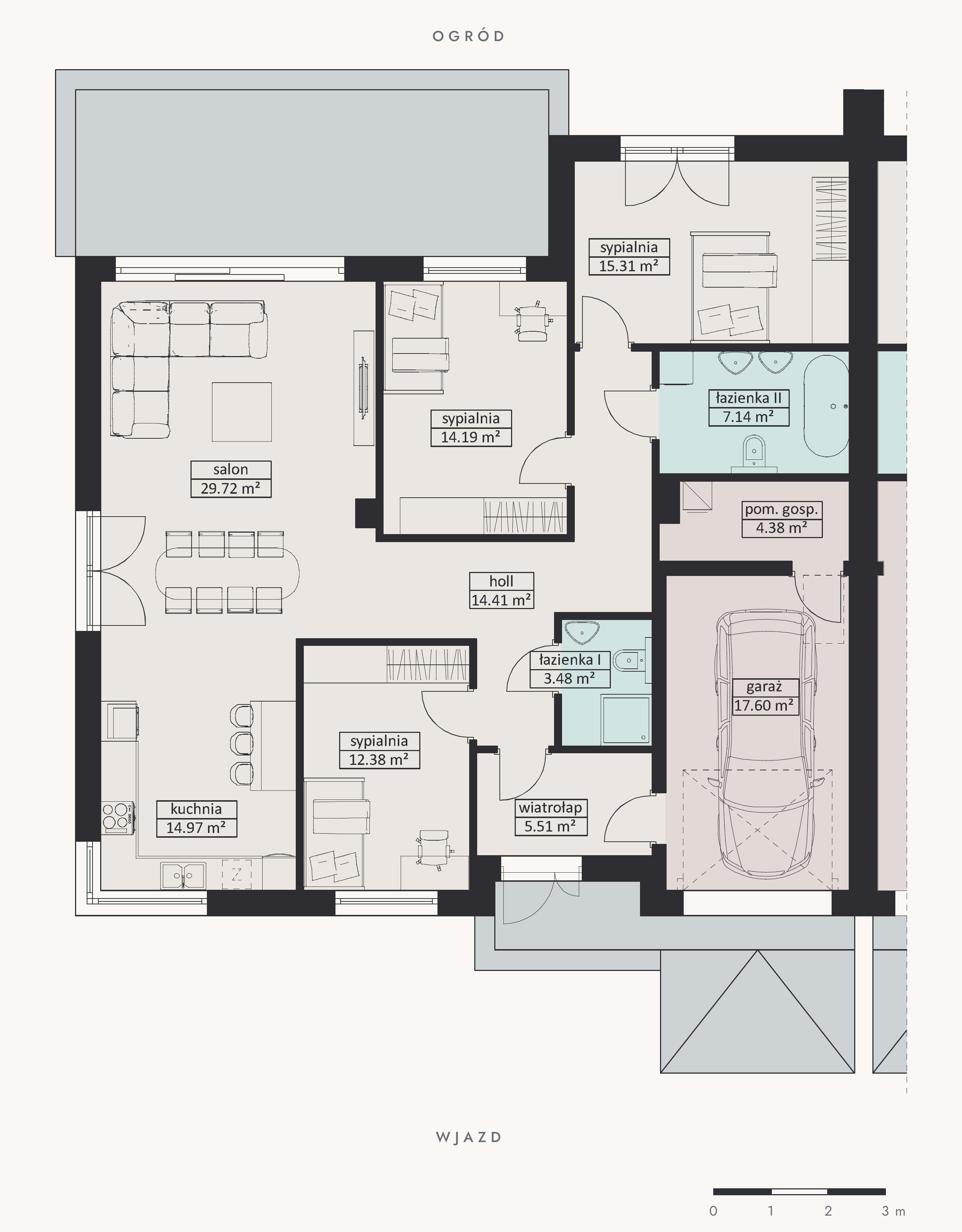 Parter — rzut, Dom 8, 139,09 m²