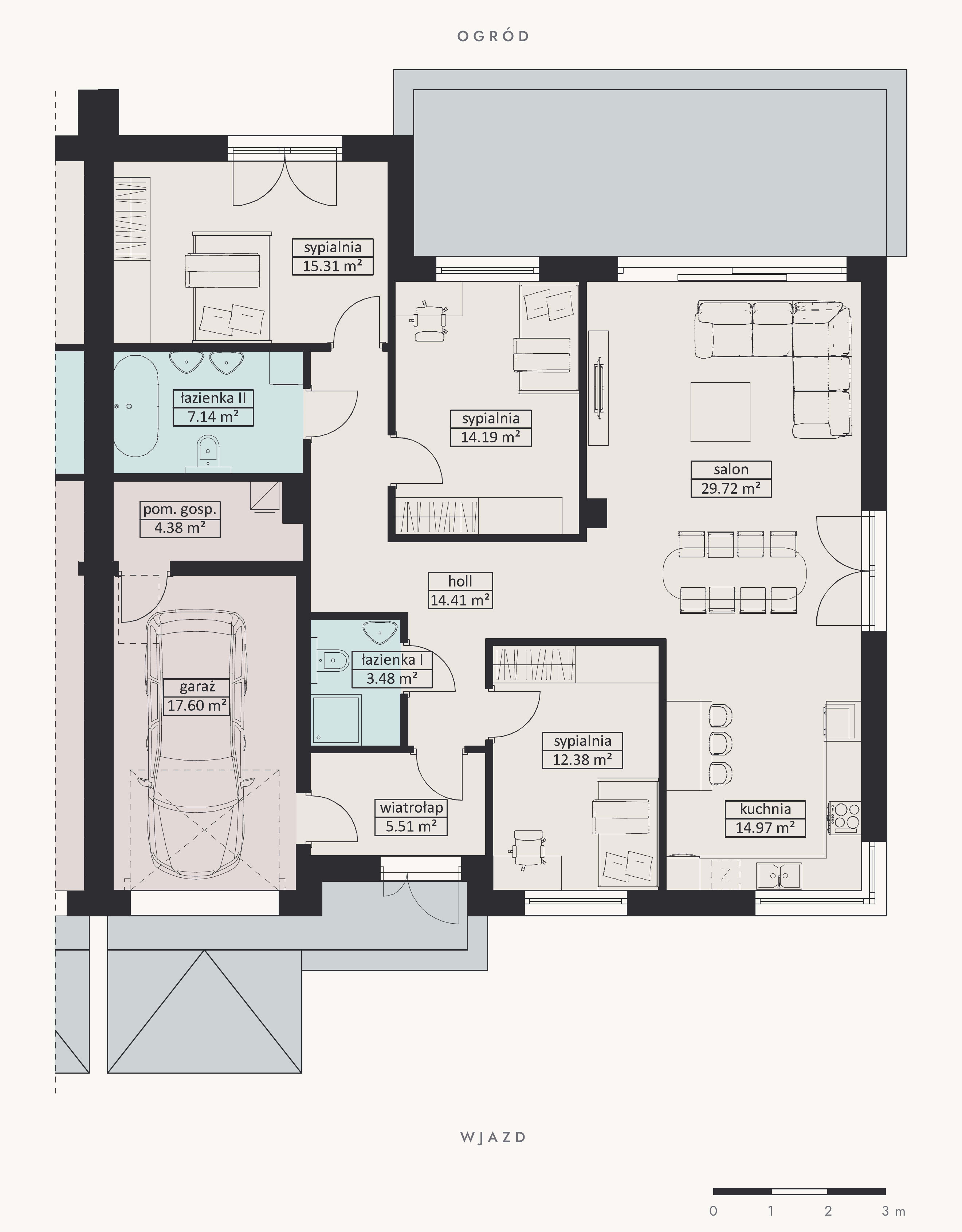 Parter — rzut, Dom 7, 139,09 m²