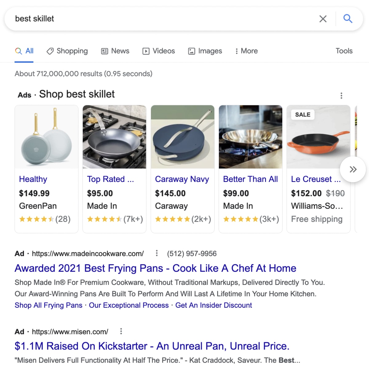 A Google Search results page full of ads