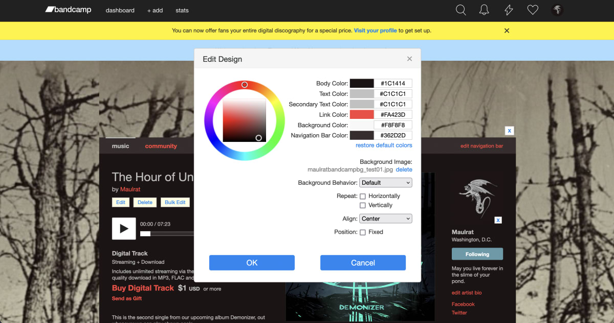 Bandcamp's design tools