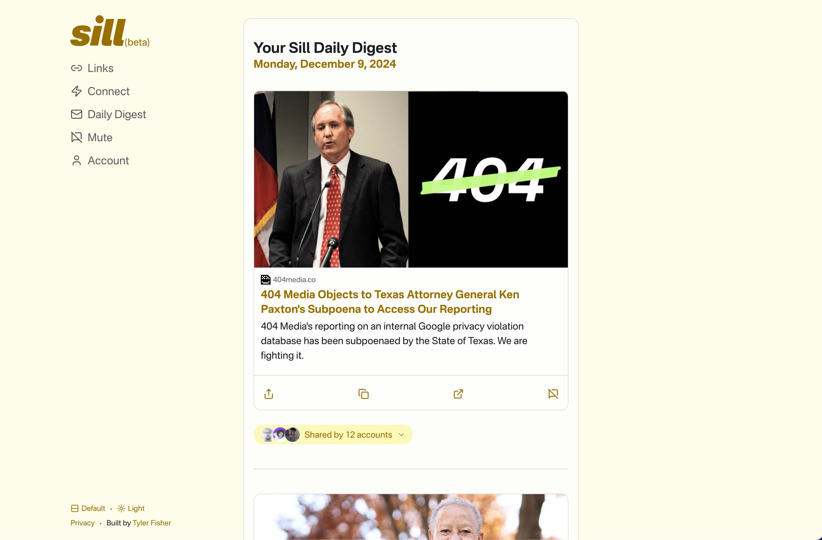 A screenshot of the new Daily Digest permalink route