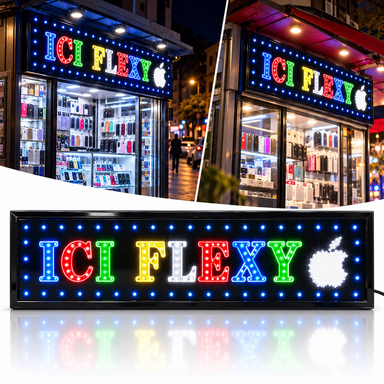 Plaque Lumineuse LED ICI FLEXY 100×25 cm - لافتة إشهارية مضيئة للمحلات والكيوسك — صورة 1