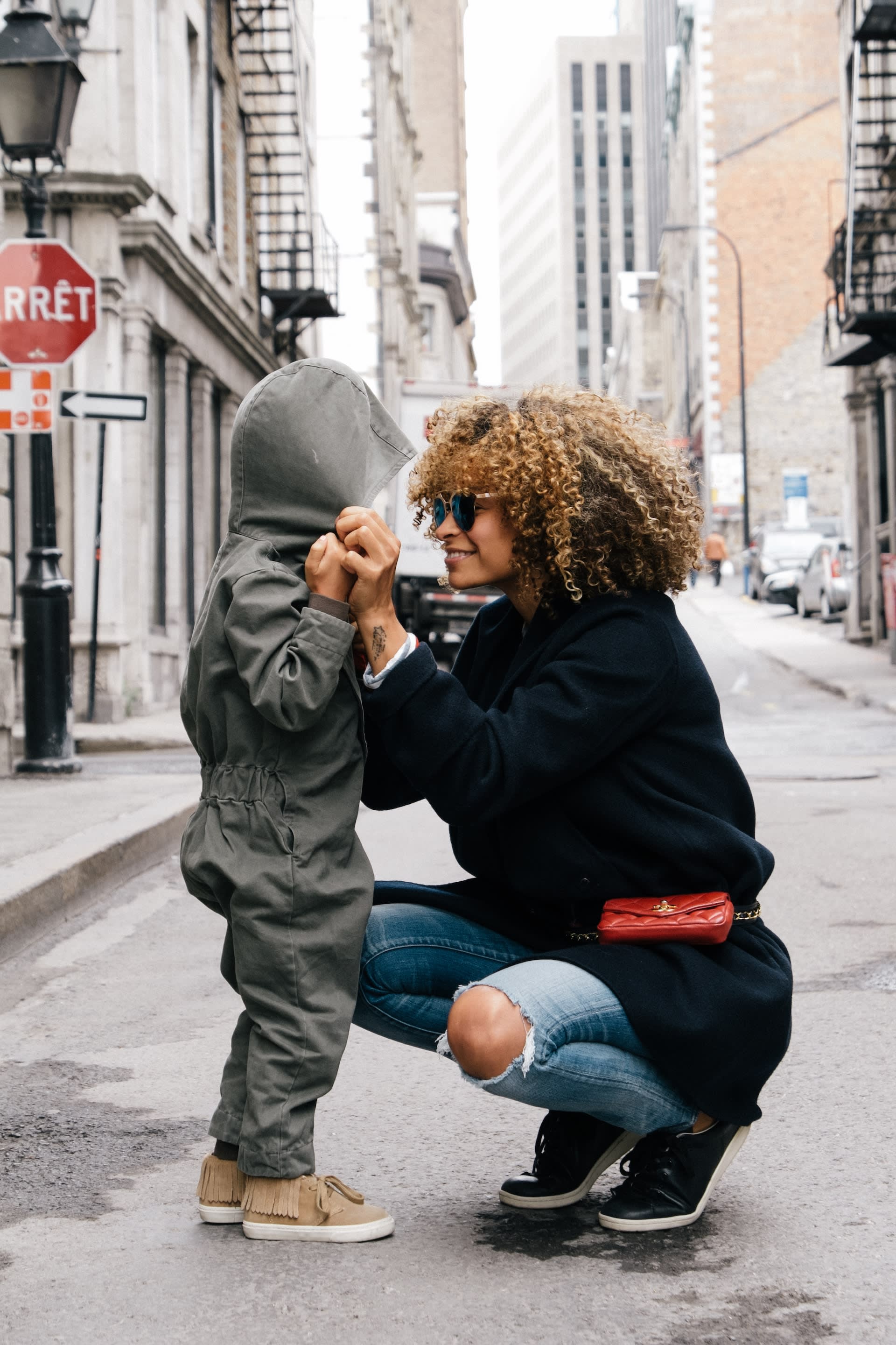 Mom smiling to a child