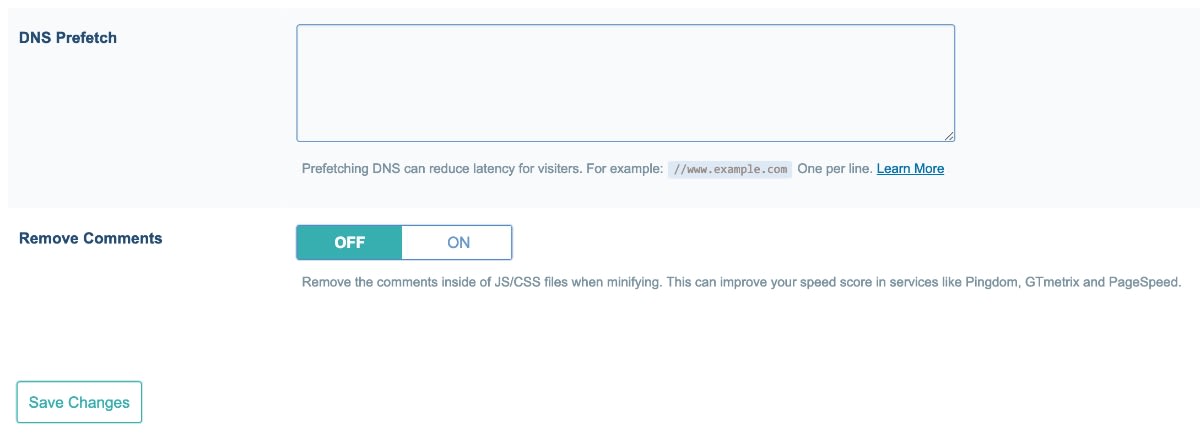 Litespeed Cache - DNS Prefetch