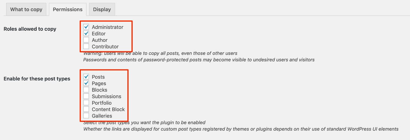 Duplicate Post Plugin - Permissions