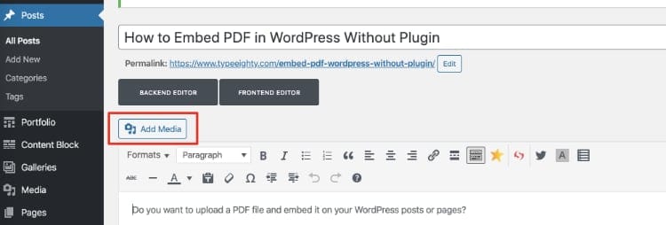 WP Editor - Add Media