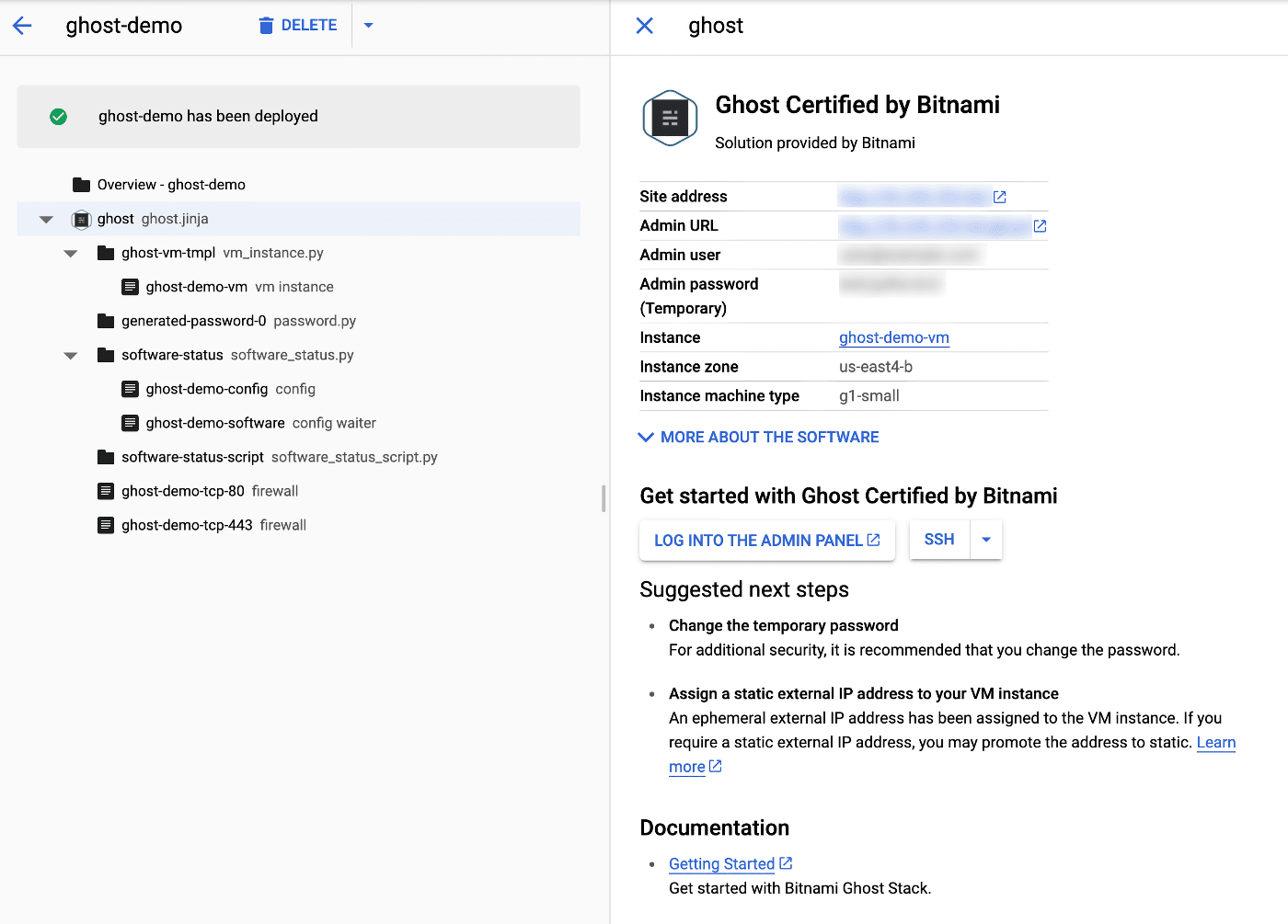 Google Cloud - Ghost Deployment Detail