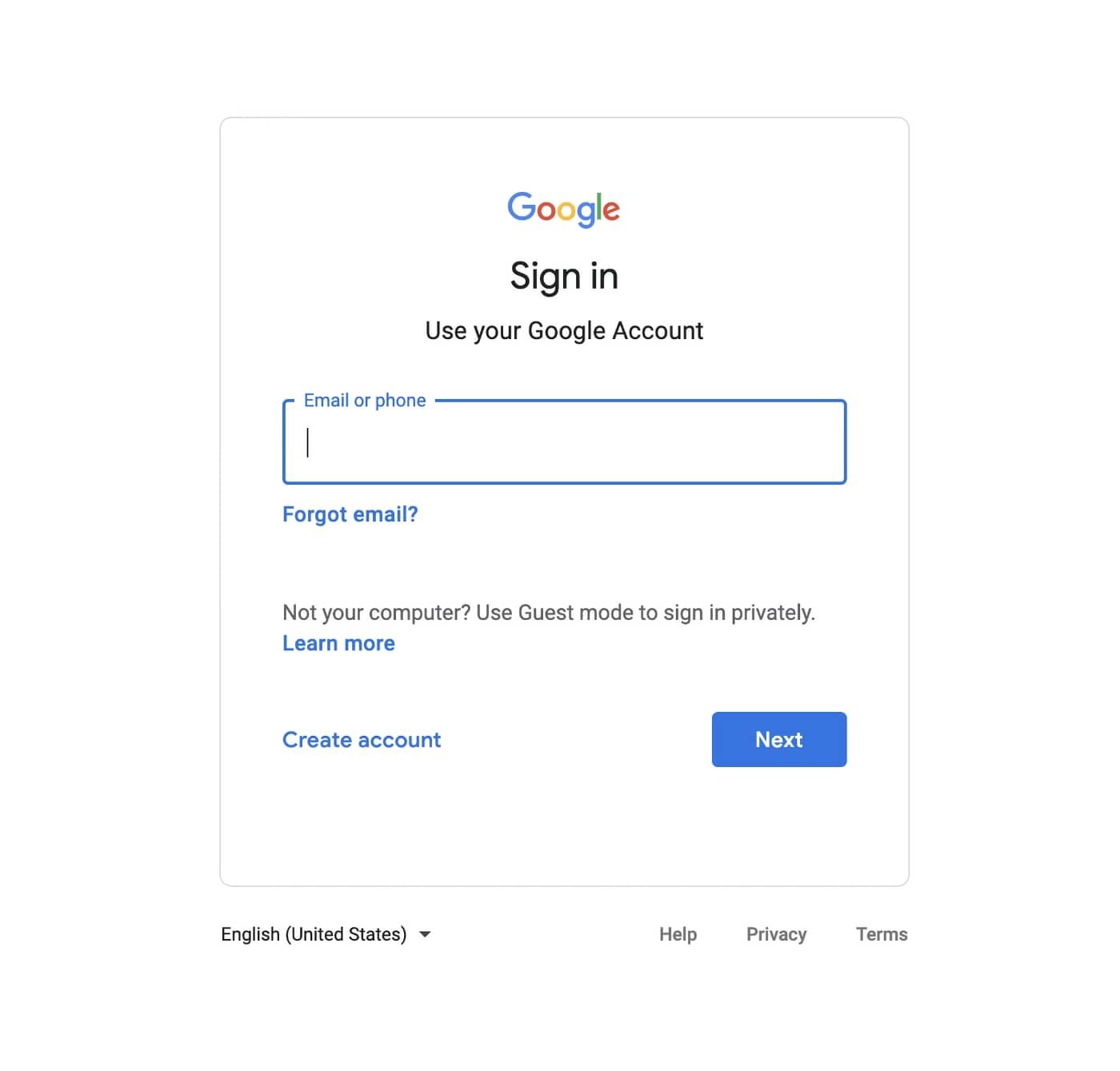 Google Account Sign In