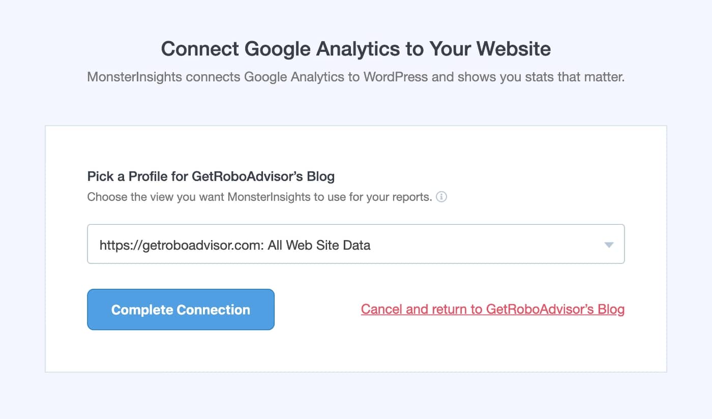 MonsterInsights - Pick a Profile