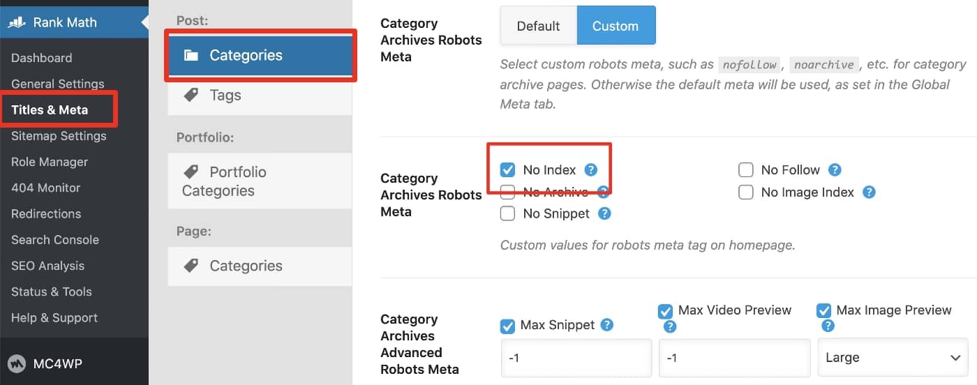 Rank Math - Categories