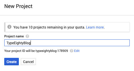 Google Cloud New Project - TypeEighty