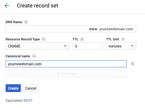 Google Cloud DNS record set - TypeEighty