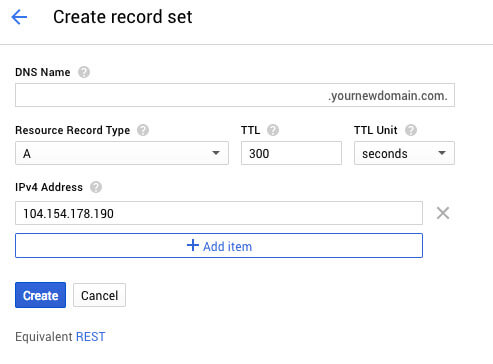 Google Cloud DNS record set - TypeEighty