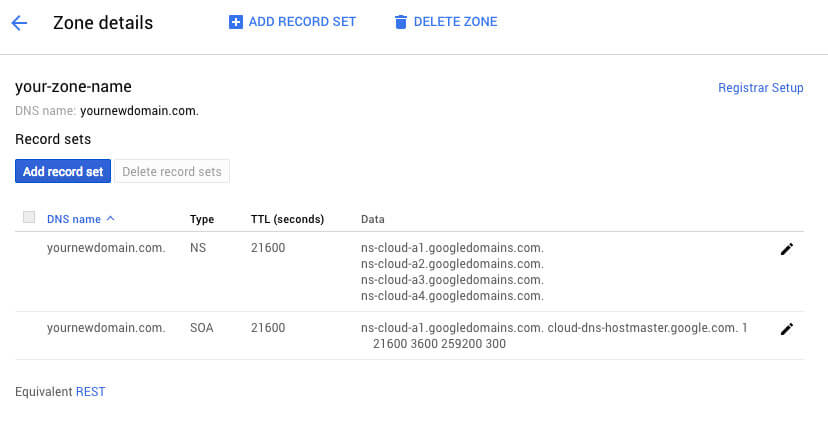 Google Cloud DNS Zone Details - TypeEighty