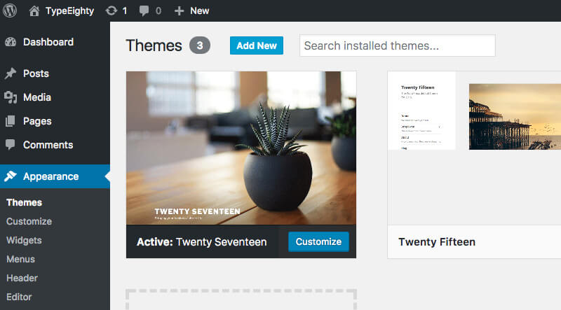 WordPress Theme Add New - TypeEighty