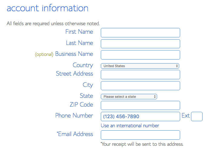 Blogging Platform - Bluehost - Account information