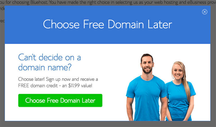 Get a free domain with Bluehost