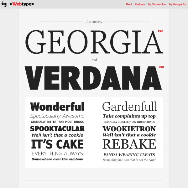 screenshot of Georgia Pro and Verdana Pro