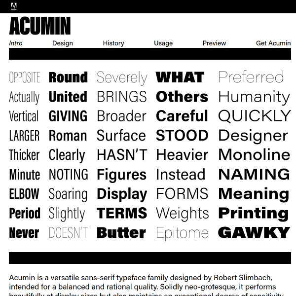 screenshot of Acumin