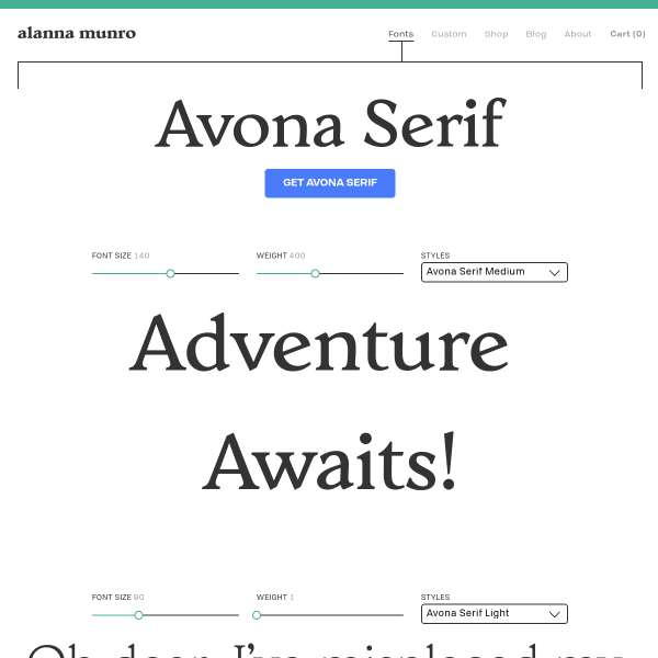 screenshot of Avona Serif