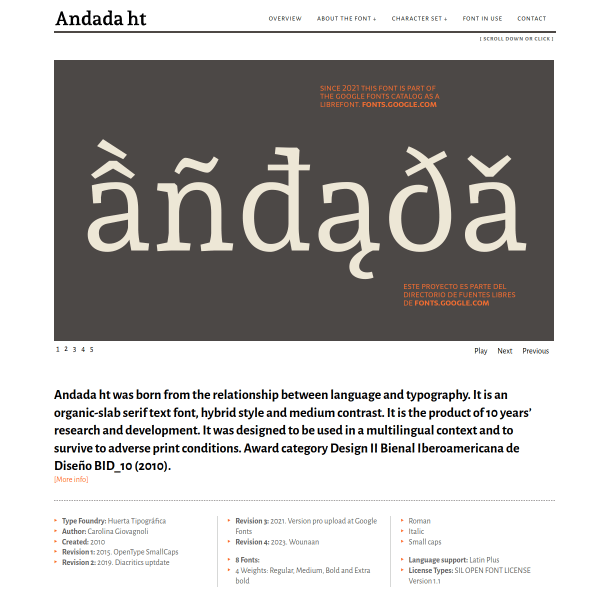 screenshot of Andada