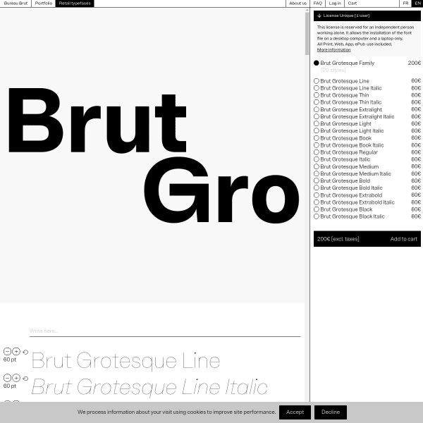 screenshot of Brut Grotesque – Bureau Brut