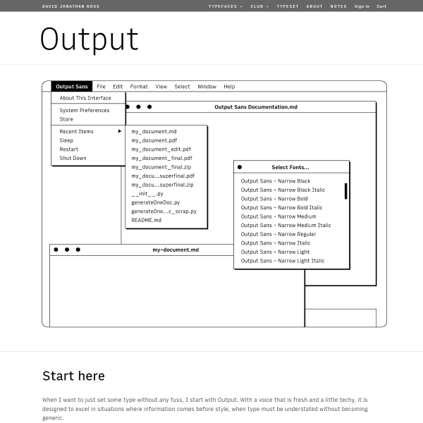 screenshot of Output Font