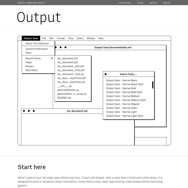 screenshot of Output Font