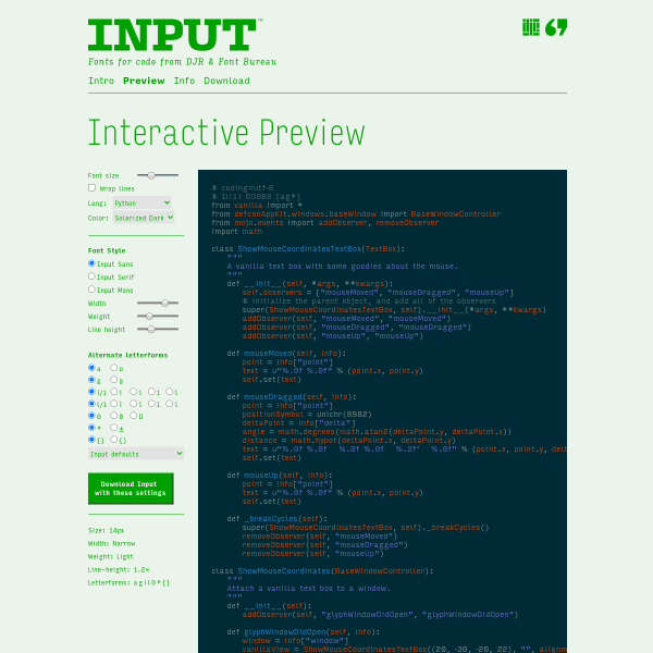 screenshot of Input: Fonts for Code