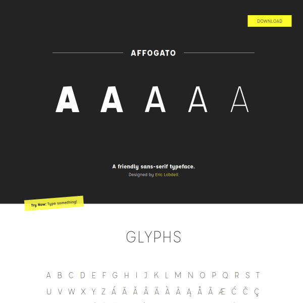 screenshot of Affogato, A Friendly Sans-Serif Typeface