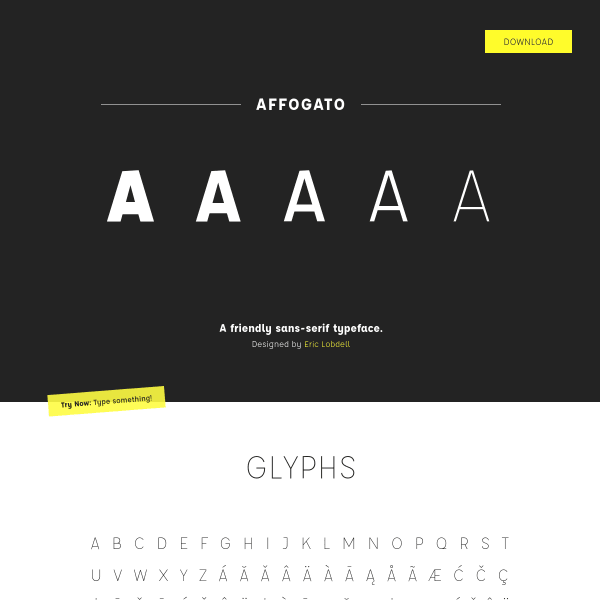 screenshot of Affogato, A Friendly Sans-Serif Typeface