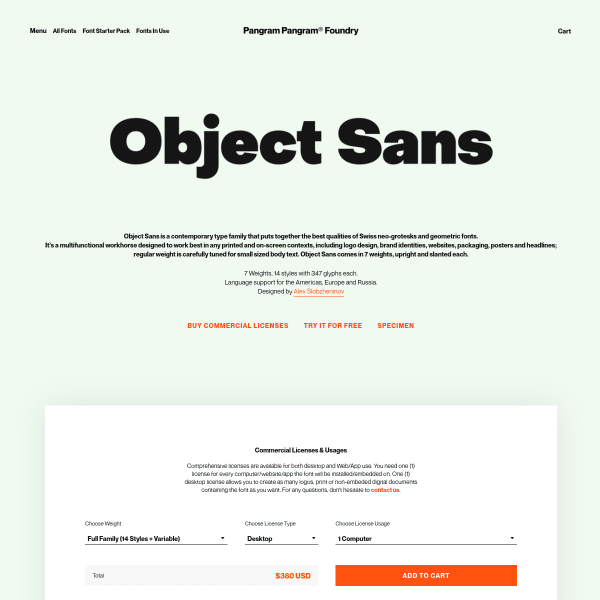 screenshot of Object Sans