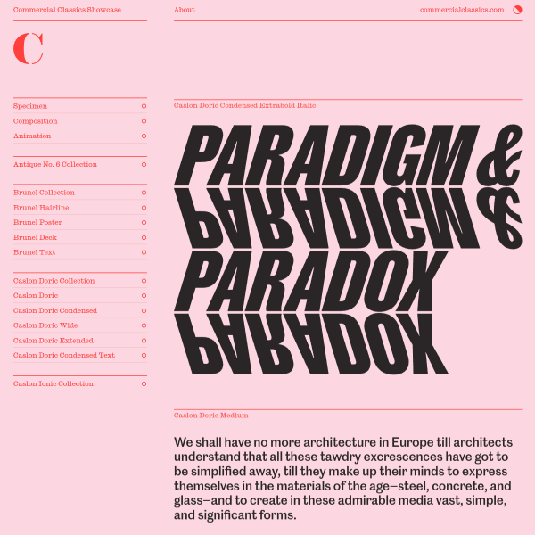 screenshot of Three cornerstone typefaces