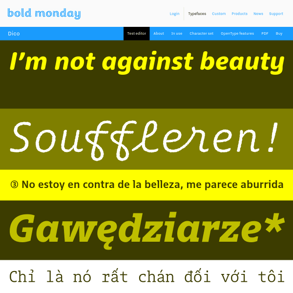 screenshot of Bold Monday - independent font foundry of high quality type