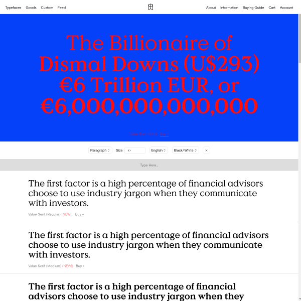 screenshot of Value Serif