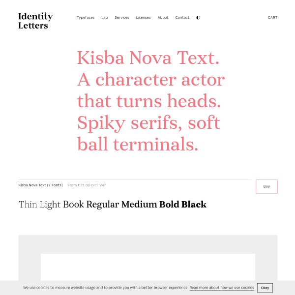 screenshot of Kisba Nova Text