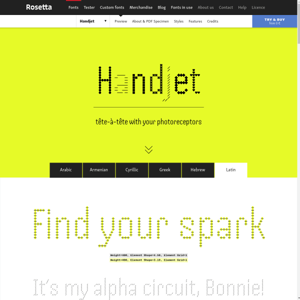 screenshot of Handjet