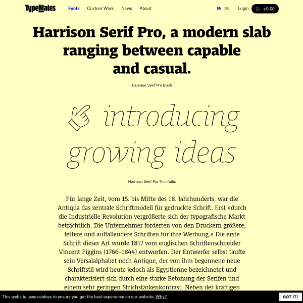 screenshot of Harrison® Serif Pro