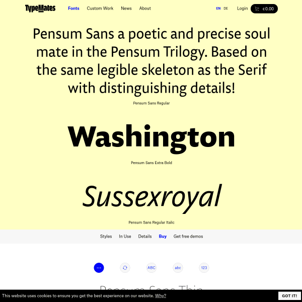 screenshot of Pensum Sans