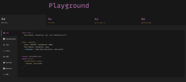 Playground showing switcher