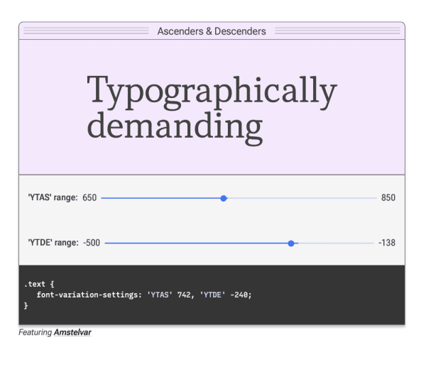 Variable font type tester from Variablefonts.io