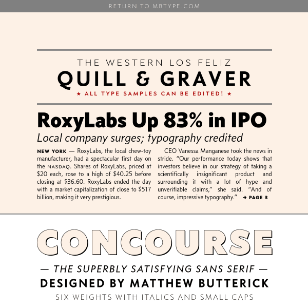 Screenshot of the Concourse type specimen