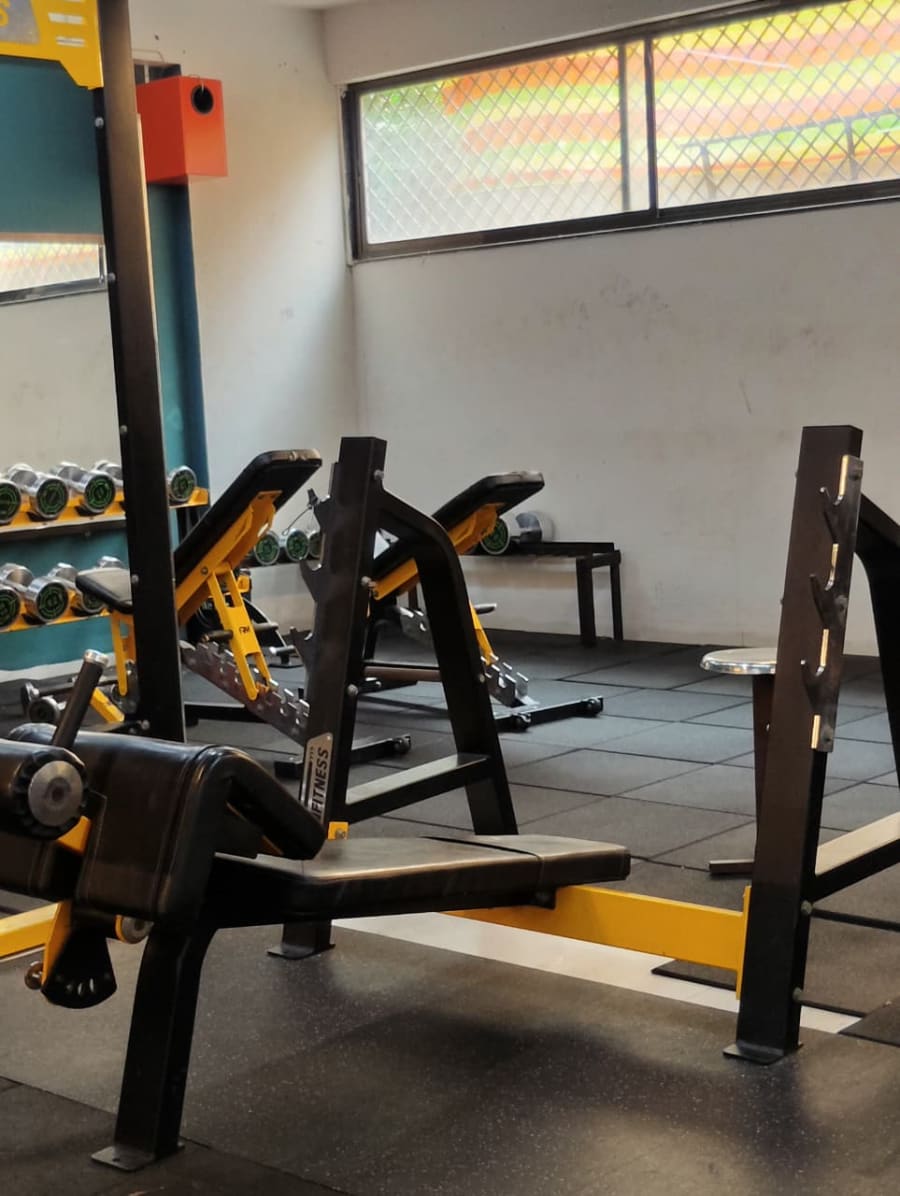 Bench press and dumbbell area