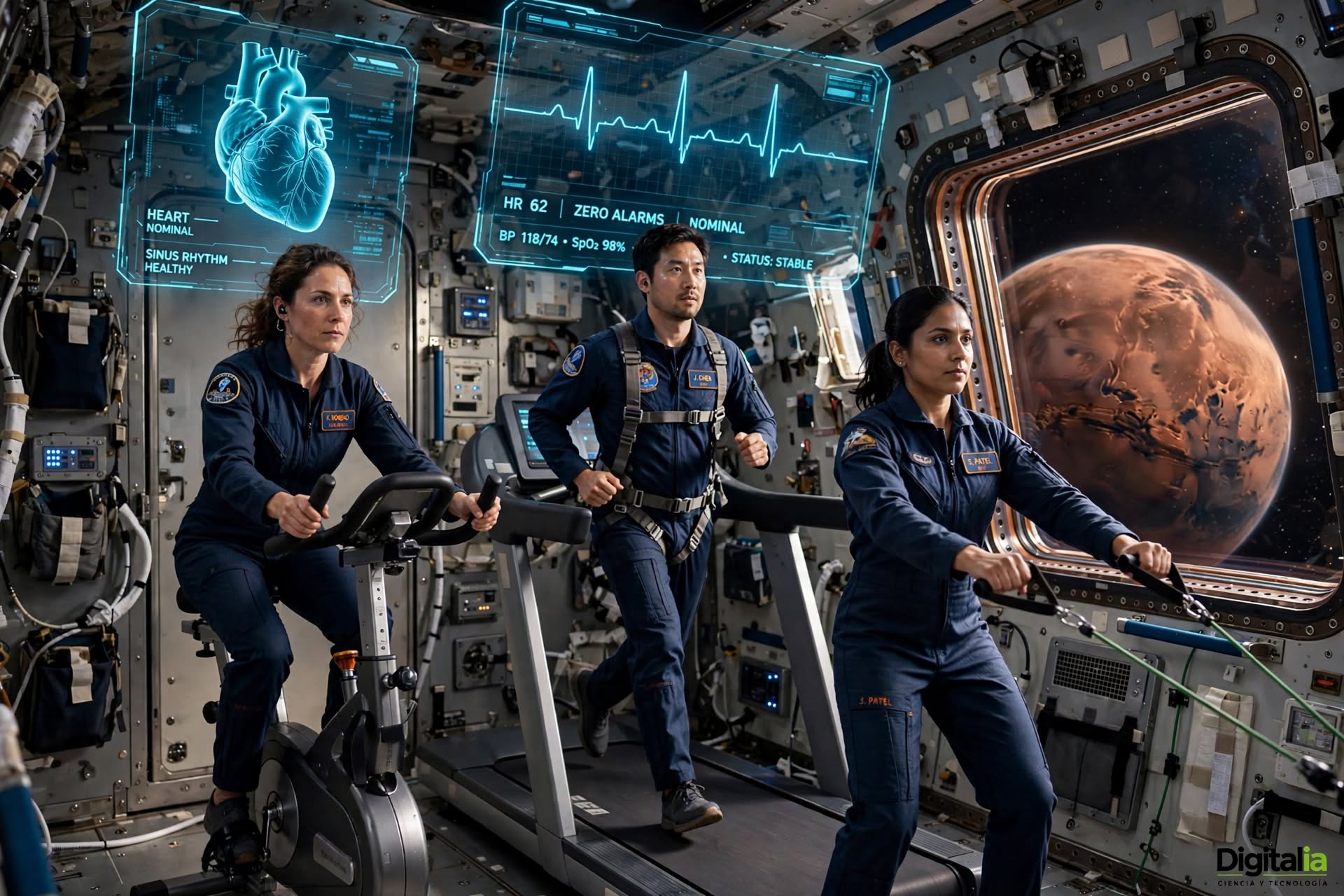 El ejercicio preserva el corazón para Marte: 13 astronautas, 6 meses, cero alarmas